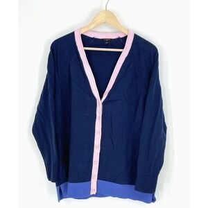 Tablots Sweater Womens XL Cardigan Button Front V-neck Blue Pink Girlfriend